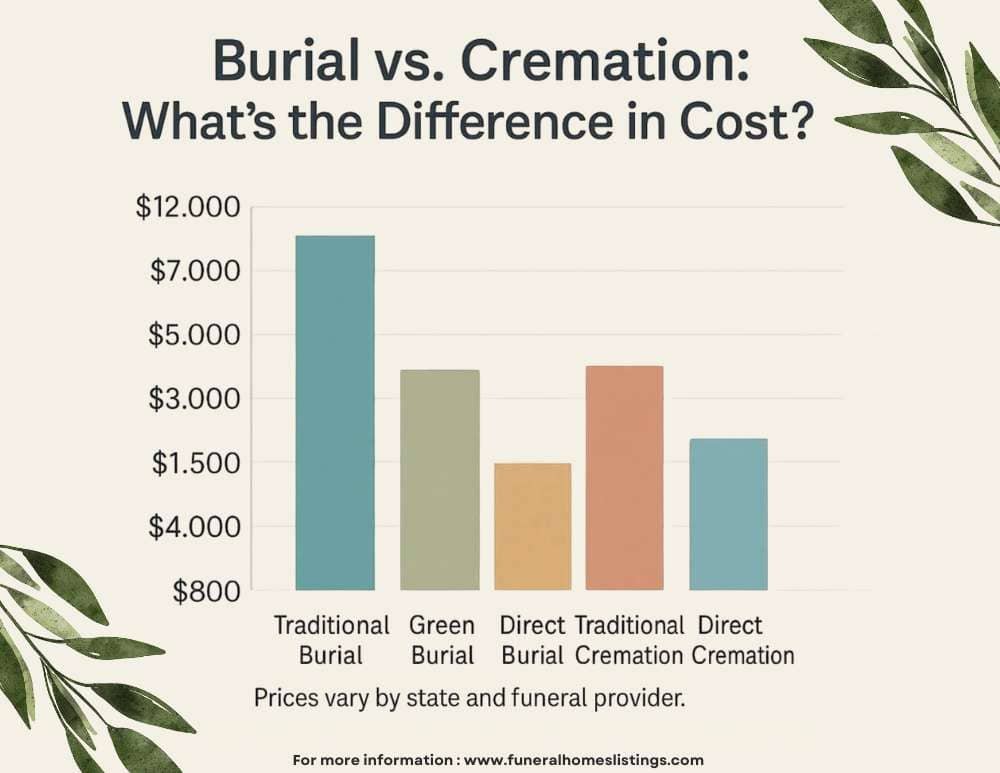 burial cremation cost difference 